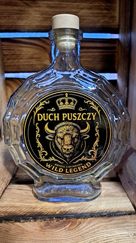 Butelka Medalion 0,5L Duch Puszczy Żubr Gold Edition szklana butelka 500ml na BIMBER Ekskluzywna edycja szkło na nalewkę bimber wódkę whisky