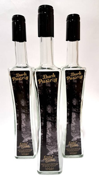Butelki do Whisky Brandy na Bimber Wódkę Nalewkę 3x 500 ml szklana butelka z korkiem etykieta Duch Puszczy Piękny Zestaw Limitowana Edycja