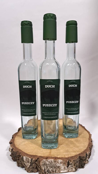 Butelki Duch Puszczy Żubr idealne do Whisky Brandy na Bimber Wódkę Nalewkę 3x 375 ml szklana butelka z korkiem etykieta Duch smukła elegancka butelka Piękny Zestaw