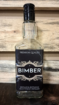 Butelka szklana 0,5l Bimber Premium Quality Distilled DuchPuszczy Idealna buteleczka na Whisky Brandy Bimber 500 ml szklana Kwadratowa butelka z zakrętką i etykietą