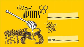 Etykieta naklejka na butelkę Miód Pitny 10x sztuk 45x80mm