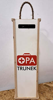 Nosidełko Skrzynka z Butelką szklaną opaTRUNEK na Wino Bimber Whisky 0,75L na Alkohol Duch Puszczy Idealny zestaw na prezent