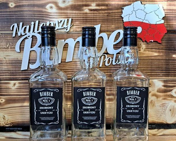 Butelki do Whisky Brandy na Bimber Wódkę 3x 500ml Daniels szklana butelka z zakrętką Etykieta Kapturek termo Piękny Zestaw