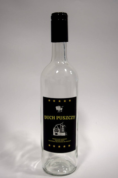 Butelka 0,75L z etykietą Duch Puszczy idealna na Bimberek Nalewkę 750ml