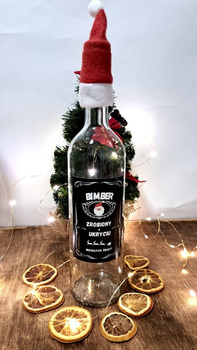 Butelka świąteczna 0,75L z etykietą Mikołaj Duch Puszczy Edycja Świąteczna idealna na Boże Narodzenie na Bimberek Nalewkę 750ml