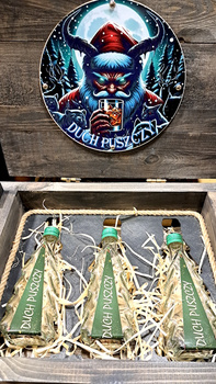 Skrzynka drewniana HandMade Butelki Świąteczny zestaw dla konesera DuchPuszczy Idealna na prezent Mikołaj