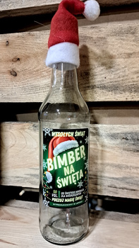 Butelka Świąteczna 500ml Duch Puszczy z czapką Mikołaja idealna na nalewkę whisky bimber wódkę 500ml szklana butelka 0,5L zakrętka Wesołych Świąt