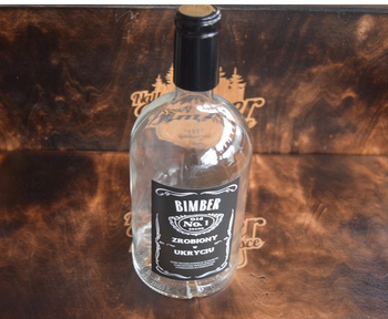 Butelka szklana 1000ml Bimber zrobiony w ukryciu butelka szkło 1,0L etykieta zakrętka BIMBER Duch Puszczy