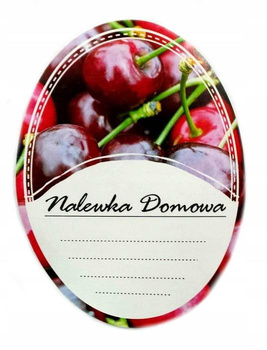 Etykieta naklejka na butelkę Wiśnia Nalewka Domowa owalna 10x sztuk 60x80mm