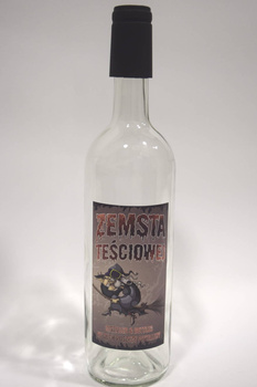 Butelka 0,75L z etykietą ZEMSTA TEŚCIOWEJ idealna na Bimberek Nalewkę 750ml