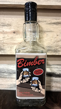 Butelka szklana 0,5l Bimber Bar Edition DuchPuszczy Bimber Idealna buteleczka na Whisky Brandy Bimber 500 ml szklana Kwadratowa butelka z zakrętką i etykietą