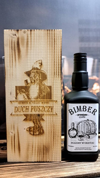 Pudełko drewniane Skrzynka z butelką 0,5L na Alkohol Duch Puszczy Idealna skrzyneczka na prezent Zestaw (B)IMBER