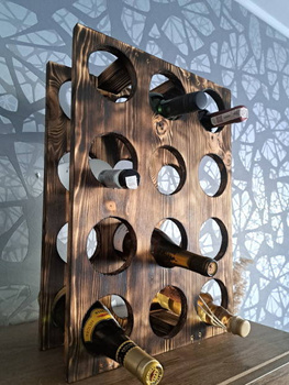 Stojak na butelki drewniany Hand Made Ekskluzywny regał na 12 butelek wina