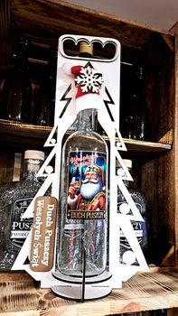 Śnieżynka Nosidełko opakowanie w kształcie choinki na butelkę szklaną Świąteczne Wesołych Świąt DuchPuszczy 1x butelka 750ml na Alkohol Duch Puszczy Wyjatkowy zestaw pod choinkę Boże Narodzenie