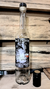 Butelka Najlepszy Bimber w Polsce Duch Puszczy 500ml korek kapturek etykieta BIMBER szklana butelka 0,5L Duch Puszczy