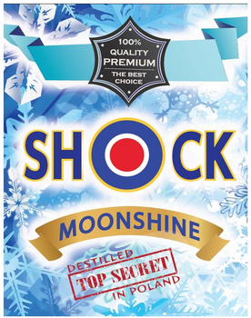 Etykieta naklejka na butelkę SHOCK Moonshine 10x sztuk 70x90mm