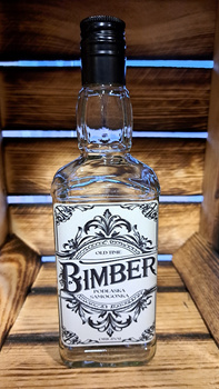 Butelka szklana 0,5l Bimber Podlaska Samogonka na Whisky Brandy Bimber 500 ml szklana Kwadratowa butelka z zakrętką i etykietą