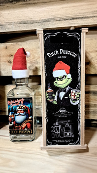 Skrzynka Nosidełko GRINCH życzy Wesołych Świąt z butelką 0,5L na Alkohol Duch Puszczy Idealna skrzyneczka na prezent Zestaw (B)IMBER Święta