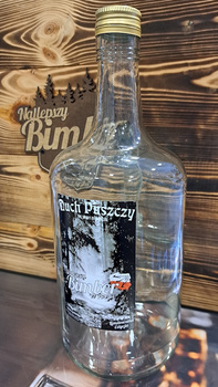 Butelka szklana 1,75L Ucho Galon na bimberek nalewkę Etykieta Duch Puszczy Najlepszy Bimber PL
