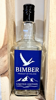 Butelka szklana 0,5l Bimber Blue Edition DuchPuszczy Bimber Idealna buteleczka na Whisky Brandy Bimber 500 ml szklana Kwadratowa butelka z zakrętką i etykietą