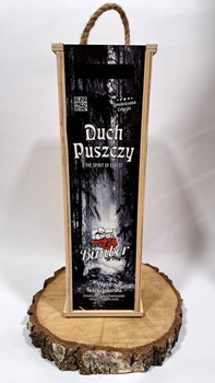 Nosidełko Skrzynka z Butelką szklaną Duch Puszczy na Wino Bimber Whisky 0,75L na Alkohol Duch Puszczy Idealny zestaw na prezent