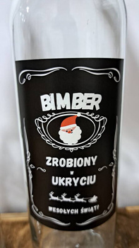 Etykieta Świąteczna z Mikołajem Duch Puszczy 105x70mm na butelkę Bimber zrobiony w ukryciu Naklejka na butelkę 10x sztuk