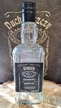 Butelka do Whisky Brandy na Bimber zrobiony w ukryciu 500ml Daniels szklana butelka z zakrętką etykieta Kapturek