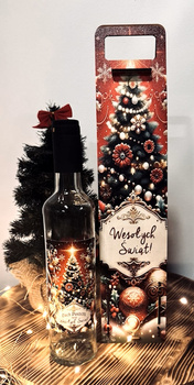 Skrzynka Nosidełko Świąteczne WESOŁYCH ŚWIAT Pojedyncze 1x butelka 500ml na Alkohol Duch Puszczy Wesołych Świąt idealny zestaw pod choinkę