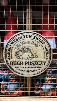 Skrzynia drewniana Świąteczna Bimber Zestaw 4x butelki szklane Duch Puszczy 500ml z czapeczkami Mikolaja HandMade Idealny zestaw na Święta