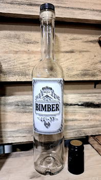 Butelka BIMBER Original biała etykieta 500ml korek kapturek BIMBER szklana butelka 0,5L Duch Puszczy
