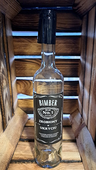 Butelka Bimber zrobiony w ukryciu 500ml korek kapturek BIMBER szklana butelka Duch Puszczy