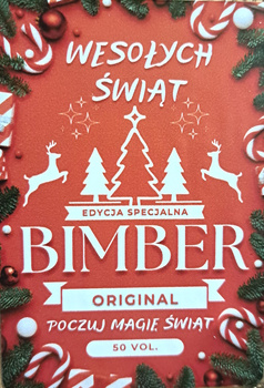 Etykieta Świąteczna Edycja Świąteczna Duch Puszczy 96x66mm na butelkę Bimber zrobiony w ukryciu Naklejka na butelkę 10x sztuk