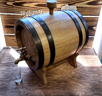 Beczka dębowa 5L z mosiężnym kranem Idealna na alkohol whisky koniak brandy bourbon bimber Duch Puszczy 5000ml HandMade Produkt Polski z sezonowanego drewna dębowego