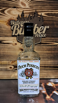 Butelka szklana 0,5l BimBer Distillery DuchPuszczy Bimber Idealna buteleczka na Whisky Brandy Bimber 500 ml szklana Kwadratowa butelka z zakrętką i etykietą