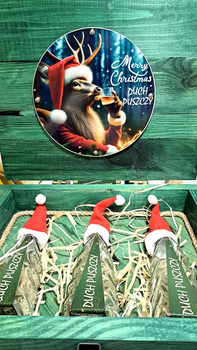 Skrzynka drewniana HandMade Butelki Świąteczny zestaw dla konesera DuchPuszczy Idealna na prezent Renifer