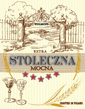Etykieta naklejka na butelkę Stołeczna Mocna retro 10x sztuk 70x90mm