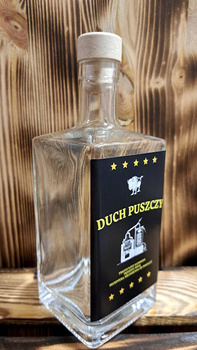 Butelka Karafka 0,5l Duch Puszczy Natural Ingredients na Whisky Koniak Brandy Bimberek 500ml Piękna szklana butelka z korkiem