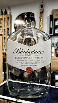 Butelka Piersiówka 1,0L BimberTimes szklana butelka Płaska 1000ml na BIMBER Ekskluzywna edycja szkło na nalewkę bimber wódkę whisky