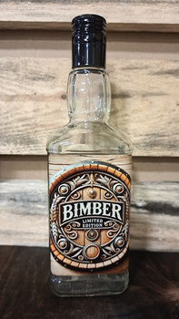 Butelka szklana 0,5l Bimber Wood DuchPuszczy Bimber Idealna buteleczka na Whisky Brandy Bimber 500 ml szklana Kwadratowa butelka z zakrętką i etykietą