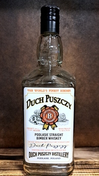 Butelka szklana 0,5l Podlasie Poland Straight Bimber Whisky DuchPuszczy Idealna buteleczka na Whisky Brandy Bimber 500 ml szklana Kwadratowa butelka z zakrętką i etykietą