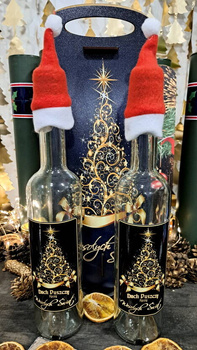 Skrzynka Nosidełko Świąteczne Podwójne 2x butelki 500ml na Alkohol Duch Puszczy Wesołych Świąt idealna pod choinkę