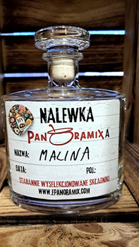 Malina Nalewka Panoramixa DIY Gotowy zestaw do zrobienia domowej nalewki Karafka 0,7L Butelka 700 ml Wyselekcjonowanie składniki Malinówka