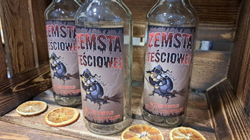 Zestaw 20x sztuk Zemsta Teściowej Butelka Monopolowa 500ml z zakrętką kapturkiem etykietą Zemsta Teściowej na Duch Puszczy Butelki 0,5L