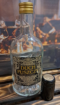 Butelka 500ml z etykietą Zestaw Bimber Gold Edition Duch Puszczy Butelka szklana 0,5L zakrętka