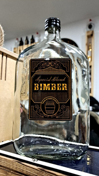 Butelka Piersiówka 1,0L BIMBER Special Blend szklana butelka Płaska 1000ml na BIMBER Ekskluzywna edycja szkło na nalewkę bimber wódkę whisky