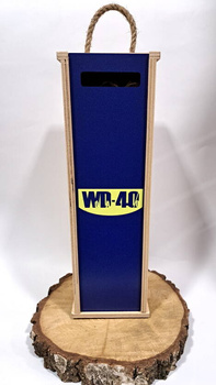 Nosidełko Skrzynka z Butelką szklaną WD 40 na Wino Bimber Whisky 0,75L na Alkohol WD40 Duch Puszczy Idealny zestaw na prezent