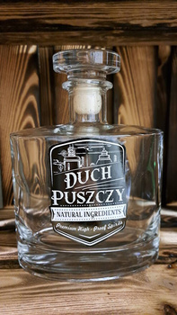 Karafka 0,7l Butelka Duch Puszczy Idealny zestaw na whisky koniak brandy bourbon bimber 700ml Piękna szklana butelka z korkiem Grube szkło Limitowana Edycja