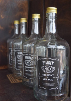 Butelka 1,75L Ucho Galon na Bimberek Nalewkę Etykieta Zrobiony w ukryciu Duch Puszczy