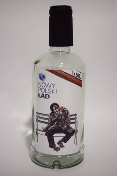 Butelka 0,5L z etykietą Nowy Polski Ład idealna na Prezent Bimberek Nalewkę 500ml