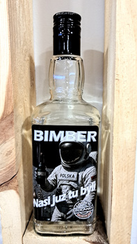 Butelka szklana 0,5l Nasi tu byli Kosmos Panoramix Edition DuchPuszczy Bimber Idealna buteleczka na Whisky Brandy Bimber 500 ml szklana Kwadratowa butelka z zakrętką i etykietą